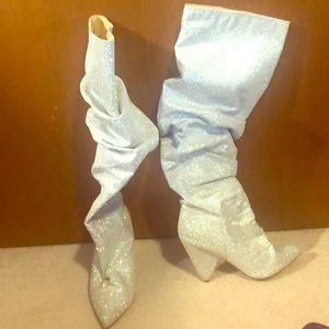 Glitter slouched boots.